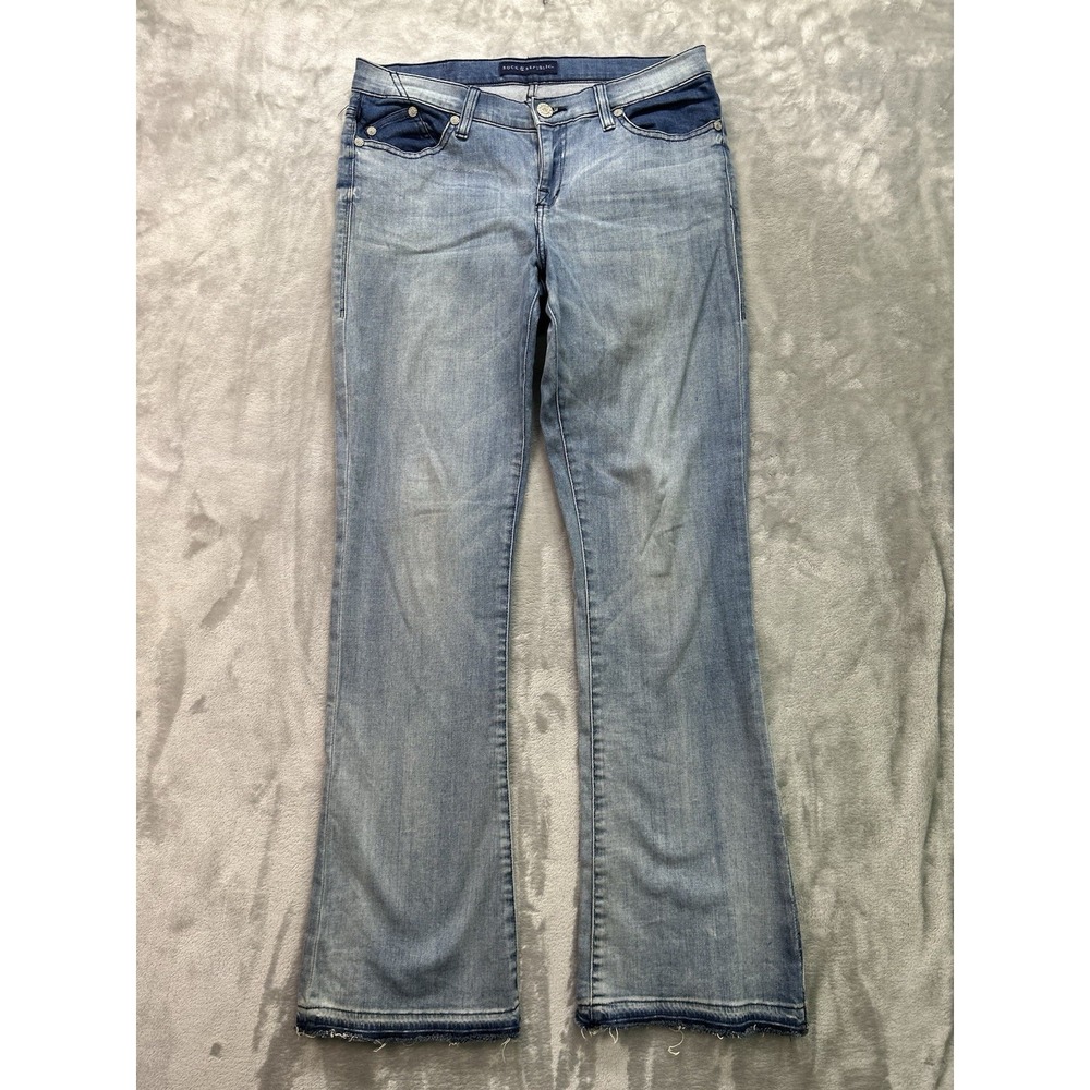 Rock & Republic Kasandra Bootcut Jean Womens 12M Raw Hem Long Western Boho Bell